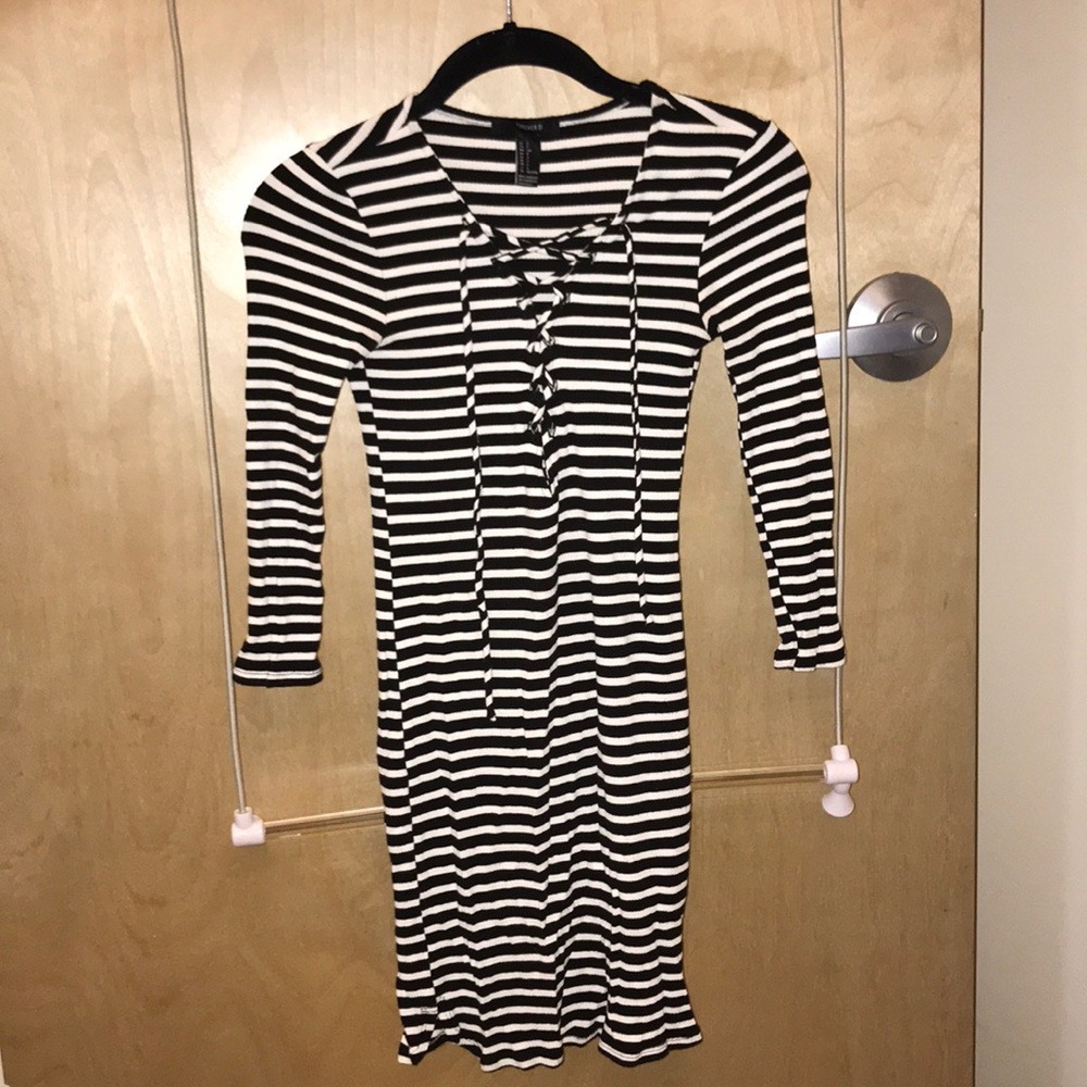 Black and white striped dress